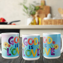 Citation spirituelle Dieu est Amour Coloré Design 