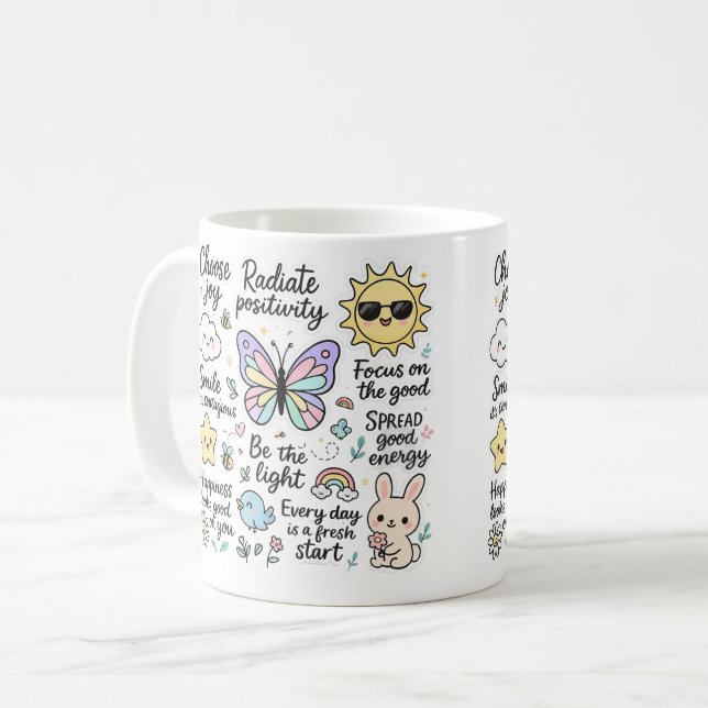 Mug Citations Motivationnelles mignonnes et caractères (Devant gauche)