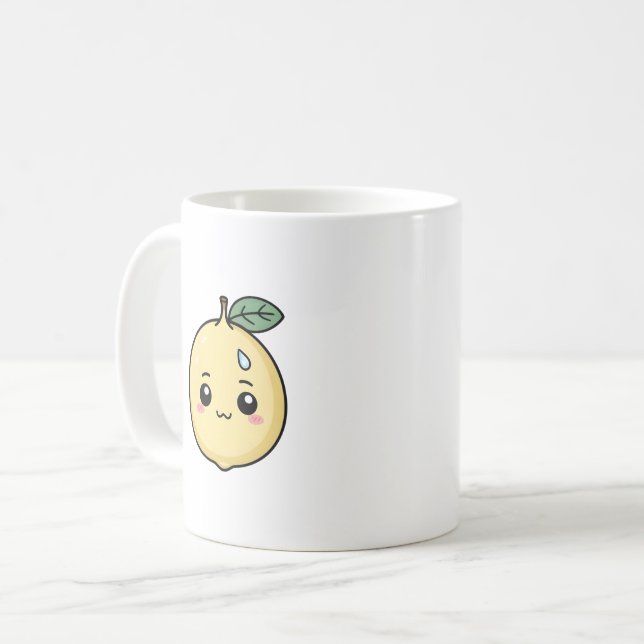 Mug Citron anxieux avec une goutte de sueur (Devant gauche)