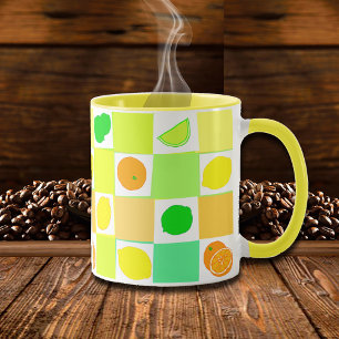 Mug Citron, chaux et oranges Motif d'agrumes colorés