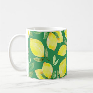 Mug citron, motif d'aquarelle, arrière - plan, fruit,