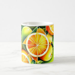 Mug Citron Orange Botanique Citrus Géométrique