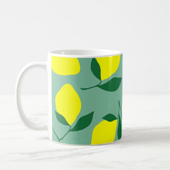 Mug Citron simple, Arrière - plan vert. (Gauche)