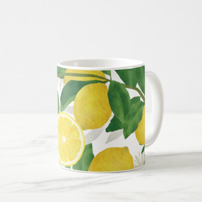 Mug Citrons et pâte à café Feuille verte (Devant droit)