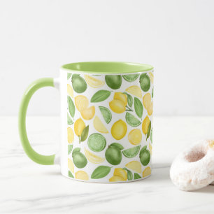 Mug Citrons Limes Motif Feuille Café vert