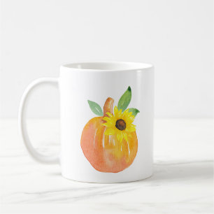 Mug Citrouille aquarelle et tournesol