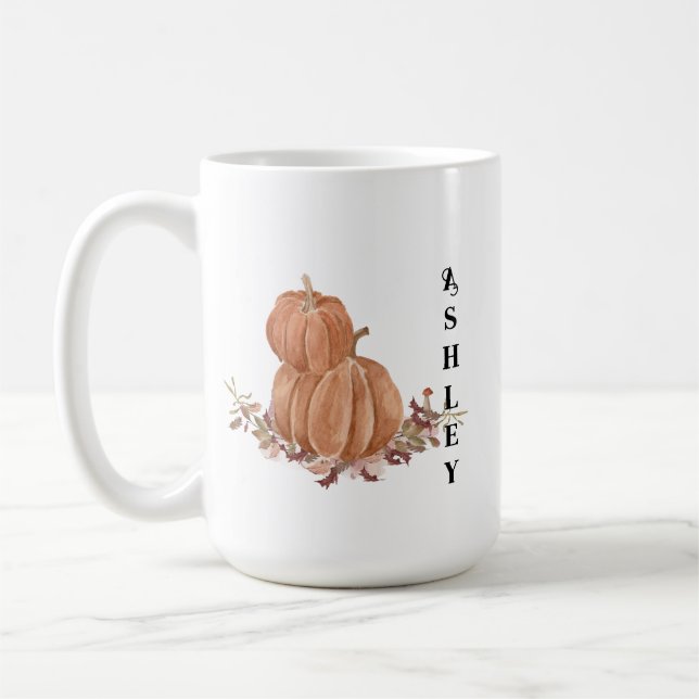 Mug Citrouille Automne automne Nom personnalisé Thanks (Gauche)