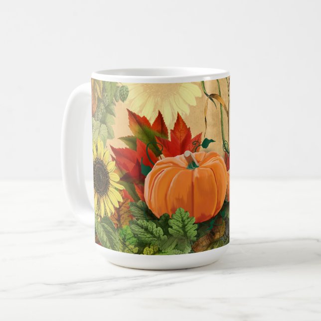 Mug Citrouille Automne Tournesol automne (Devant gauche)