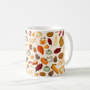 Mug Citrouille Coloré Rouge Orange Jaune Falling Feuil