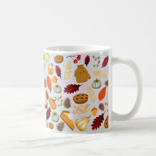 Mug Citrouille Coloré Rouge Orange Jaune Falling Feuil