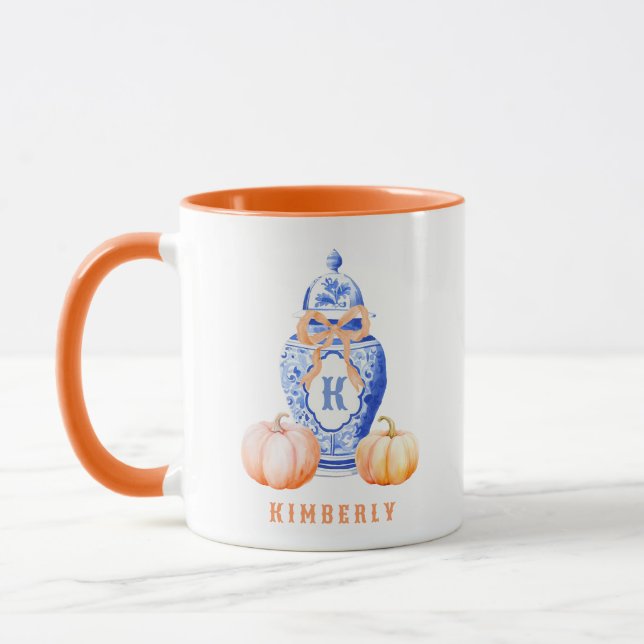 Mug Citrouille d'automne | Chinoiserie Ginger Jar Mono (Gauche)
