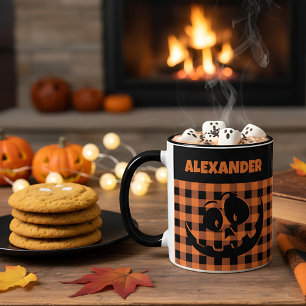 Mug Citrouille d'Halloween Jack-O-Lantern Orange & Bla