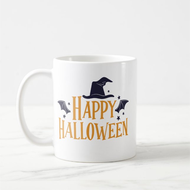 Mug Citrouille d'Halloween minimaliste joyeux (Gauche)