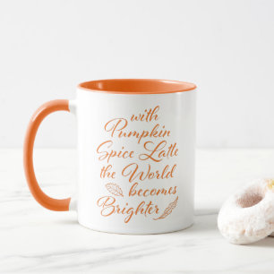 Mug Citrouille épice Latte automne orange blanc
