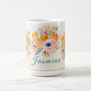 Mug Citrouille et fleurs à l'aquarelle d'automne – Flo