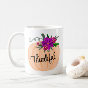 Mug Citrouille Fleurie de Thanksgiving Remerciements