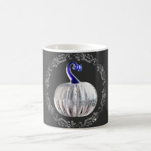 Mug Citrouille gris argenté bleu automne élégant
