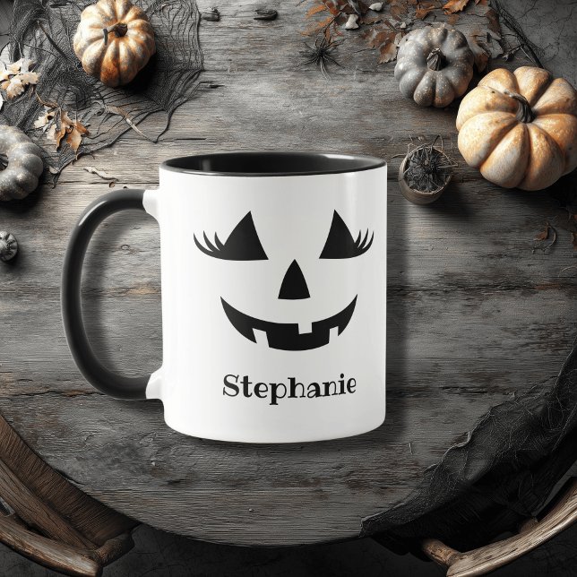 Mug Citrouille Jack-o'-lantern Lashes Avec Prénom (Créateur téléchargé)