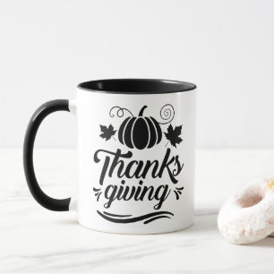 Mug Citrouille mignon avec texte Thanksgiving Typograp