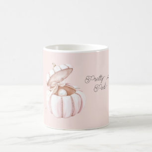 Mug Citrouille perle rose à ruban joli