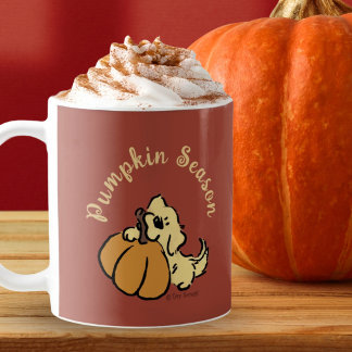 Mug Citrouille Personnalisée Chiot Mignon Automne Roug