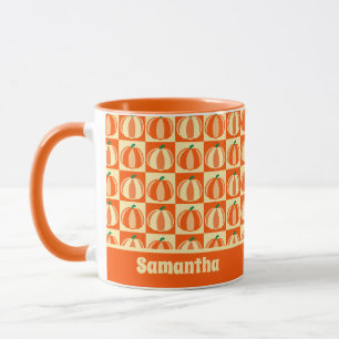 Mug Citrouille vintage Orange Tartan Plaid Thanksgivin