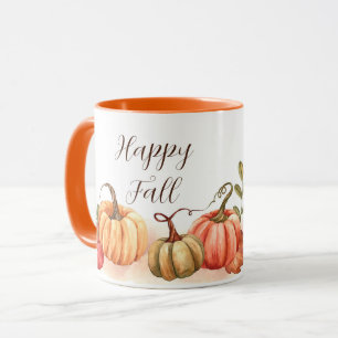 Mug Citrouilles d'aquarelle avec texte personnalisable