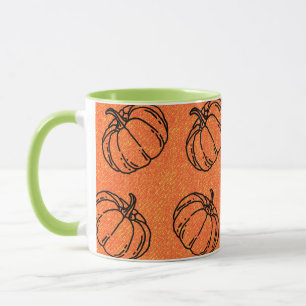 Mug Citrouilles d'automne sur fond de denim orange