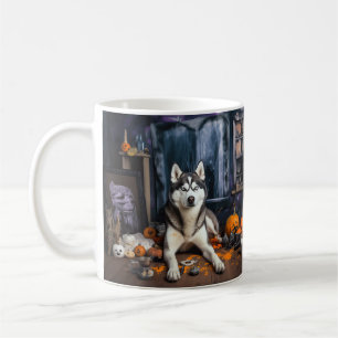Mug Citrouilles Épouvantables Halloween Husky Sibérien