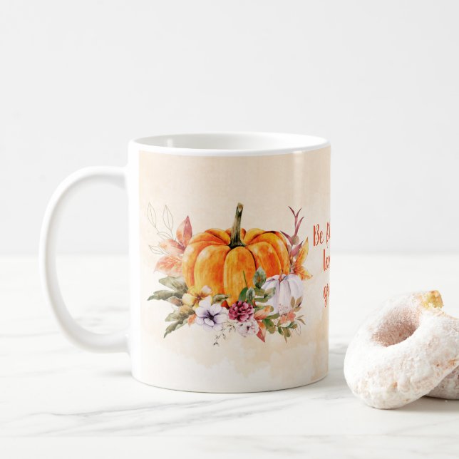 Mug Citrouilles Et Fleurs De Remerciements (Avec donut)