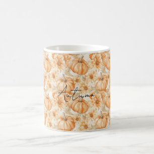 Mug Citrouilles et fleurs orange pêche