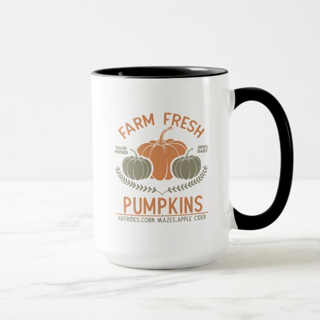 Mug Citrouilles frais de ferme | Main saisie (Droite)