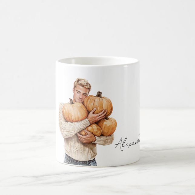 Mug Citrouilles oranges homme blond (Centre)