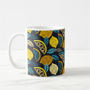 Mug Citrus citron citron doodé main dessiné motif back