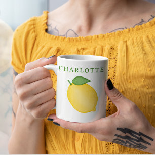 Mug Citrus citron jaune vert monogramme tendance