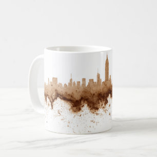 Mug City Skyline Coffee Stain Art