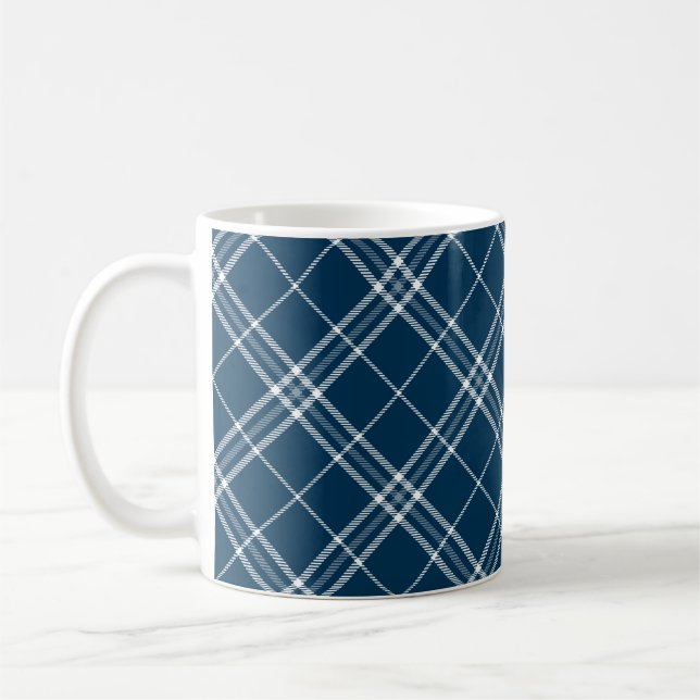 Mug Clan bleu moderne Clark Tartan Plaid (Gauche)