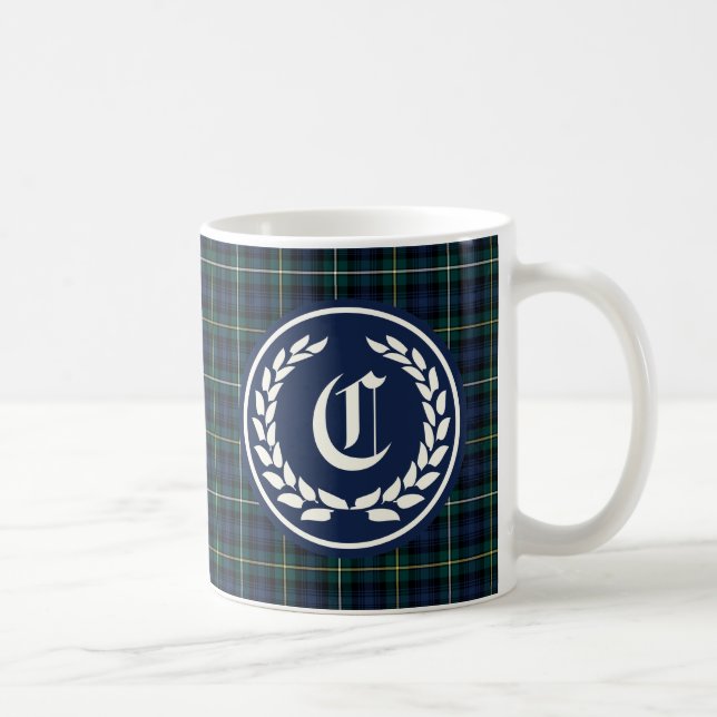 Mug Clan Campbell Monogramme bleu et vert Tartan de la (Droite)
