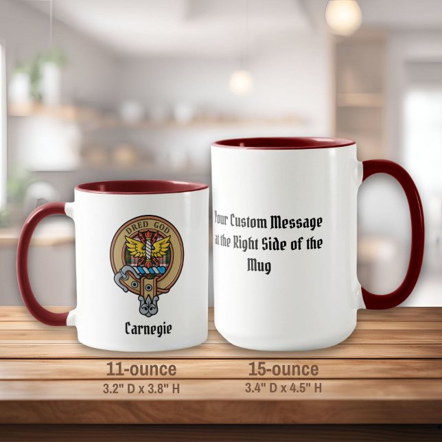 Mug Clan Carnegie Crest sur la robe Tartan (Créateur téléchargé)