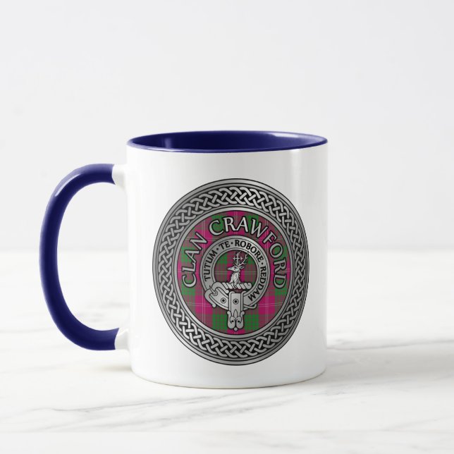 Mug Clan Crawford Crest & Tartan Knot (Gauche)
