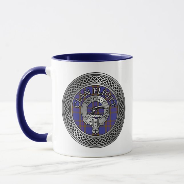 Mug Clan Eliott Crest & Tartan Knot (Gauche)