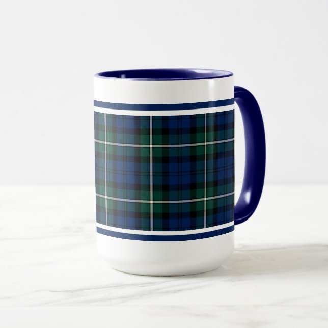 Mug Clan Forbes Tartan bleu et vert plaid (Devant droit)
