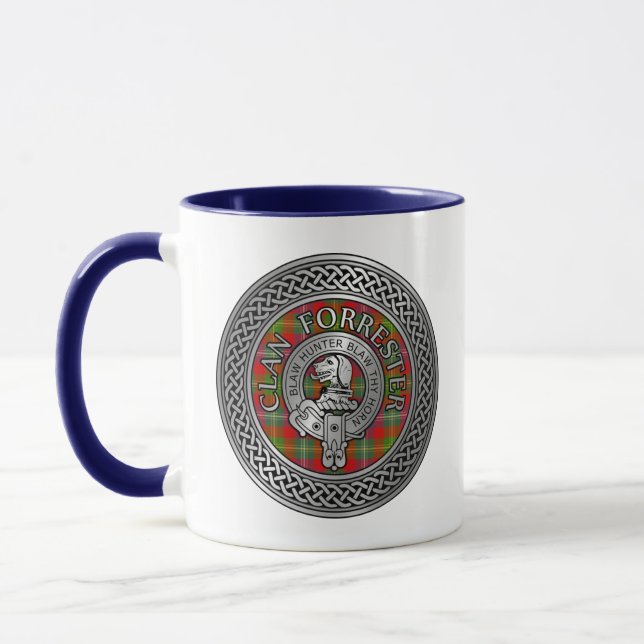Mug Clan Forrester | Foster Crest & Tartan Knot (Gauche)