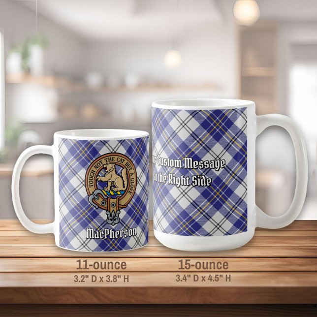 Mug Clan MacPherson Crest sur la robe bleue Tartan (Créateur téléchargé)