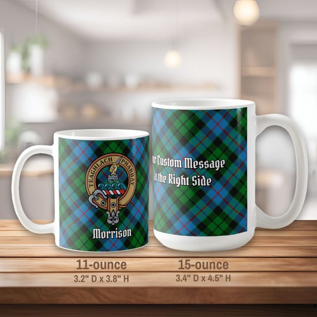 Mug Clan Morrison Crest sur la chasse Tartan (Créateur téléchargé)