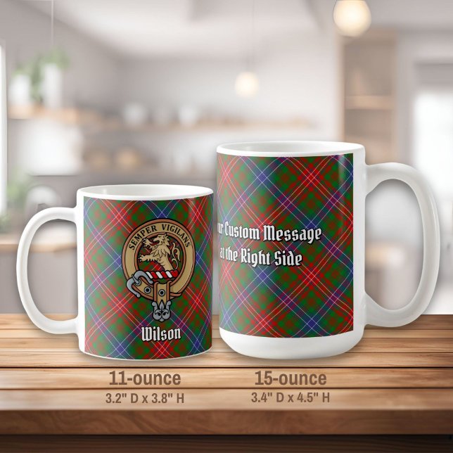 Mug Clan Wilson Crest sur Tartan moderne (Créateur téléchargé)