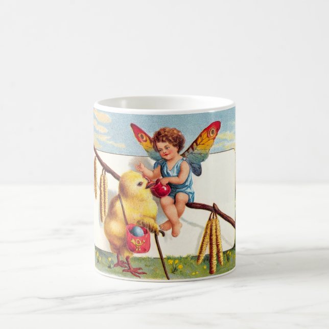 Mug Clapsaddle : Fée de Pâques avec le poulet (Centre)