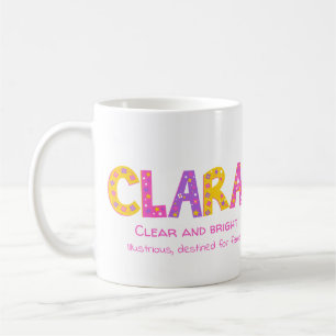 Mug Clara Girls nom signifiant étoiles de fleurs viol
