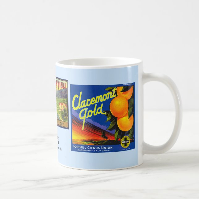 Mug - Claremont CA - Fruit Crate Étiquettes (Droite)