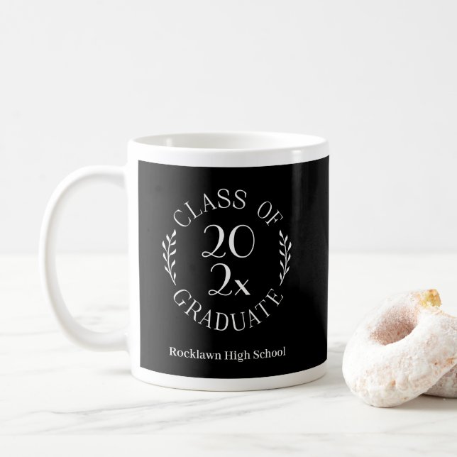 Mug Classe de 2025 Emblem Nom de l'école Graduation No (Avec donut)